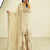 White heavy zari work short kurti with flared sharara & dupatta
