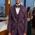 Purple thread and sequins embroidered 5 pc tuxedo suit