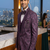 Purple thread and sequins embroidered 5 pc tuxedo suit