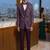 Purple thread and sequins embroidered 5 pc tuxedo suit