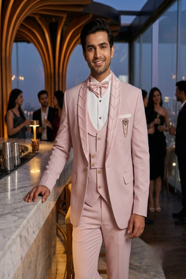Pink 5 pc suit with pintex detailing 1