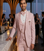 Pink 5 pc suit with pintex detailing