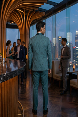 Light blue swarovski embroidered 5 pc tuxedo suit 4