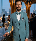 Sky blue 5 pc suit with pintex detailing