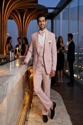 Pink 5 pc suit with pintex detailing 2
