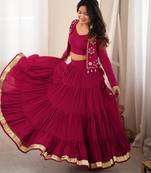 Dark Pink Navratri Lehenga Choli With Koti 