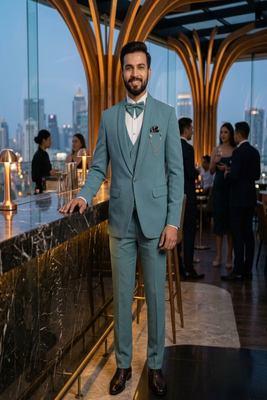 Sky blue 5 pc suit with pintex detailing 3