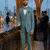 Sky blue 5 pc suit with pintex detailing