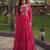 Pink georgette readymade navratri anarkali suit with laheriya & patchwork
