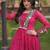 Pink georgette readymade navratri anarkali suit with laheriya & patchwork