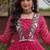 Pink georgette readymade navratri anarkali suit with laheriya & patchwork