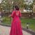 Pink georgette readymade navratri anarkali suit with laheriya & patchwork