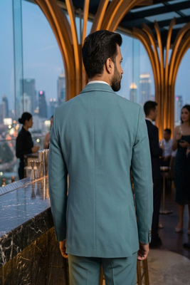 Sky blue 5 pc suit with pintex detailing 4