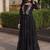 Black georgette readymade navratri anarkali suit with laheriya & patchwork