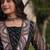 Black georgette readymade navratri anarkali suit with laheriya & patchwork