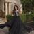 Black georgette readymade navratri anarkali suit with laheriya & patchwork