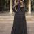 Black georgette readymade navratri anarkali suit with laheriya & patchwork