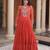 Orange georgette readymade navratri anarkali suit with laheriya & patchwork