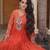 Orange georgette readymade navratri anarkali suit with laheriya & patchwork