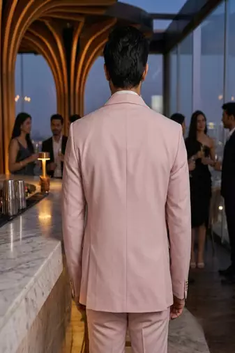Pink 5 pc suit with pintex detailing