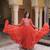 Orange georgette readymade navratri anarkali suit with laheriya & patchwork
