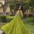 Lime georgette readymade navratri anarkali suit with laheriya & patchwork