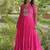 Pink georgette readymade navratri anarkali suit with laheriya & patchwork