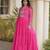 Pink georgette readymade navratri anarkali suit with laheriya & patchwork