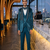 Teal green hand embroidered 5 pctuxedo suit