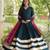 D green rayon readymade navratri anarkali suit with embroidery & gotapatti work