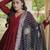 Maroon rayon readymade navratri anarkali suit with embroidery & gotapatti work