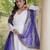 White rayon readymade navratri anarkali suit with embroidery & gotapatti work