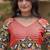 Orange rayon readymade navratri anarkali suit with embroidery & miroor work