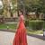 Orange rayon readymade navratri anarkali suit with embroidery & miroor work