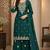 D green silk blend readymade suit with embroidery & zari work