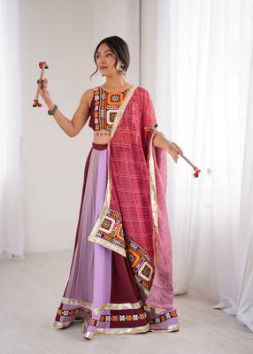 Hot Pink Navratri Lehenga Choli With Dupatta 1