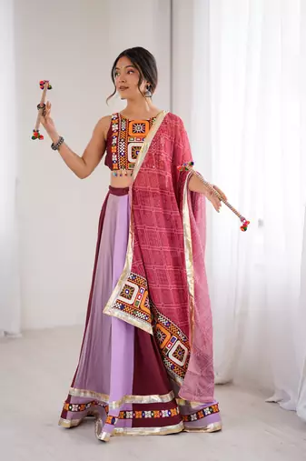 Hot Pink Navratri Lehenga Choli With Dupatta