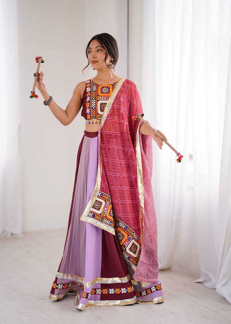 Hot Pink Navratri Lehenga Choli With Dupatta