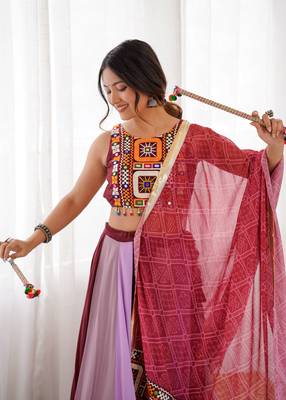 Hot Pink Navratri Lehenga Choli With Dupatta 3