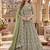 green net semi stitched anarkali suit with embroidery & diamond work