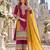 rani pink chinon semi stitched suit with embroidery sequence work