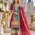 blue chinon semi stitched suit with embroidery sequence work