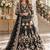 black net semi stitched anarkali suit with embroidery & stone work