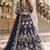 navy net semi stitched anarkali suit with embroidery & stone work