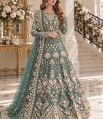 sky net semi stitched anarkali suit with embroidery & stone work