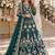 teal net semi stitched anarkali suit with embroidery & stone work