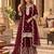 maroon silk blend  readymade suit with embroidery & sequence work