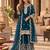 teal silk blend readymade suit with embroidery & sequence work