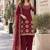 maroon silk blend unstitched suit with embroidery & mirror work