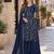 navy georgette free size stitched suit with embroidery & sequence work 